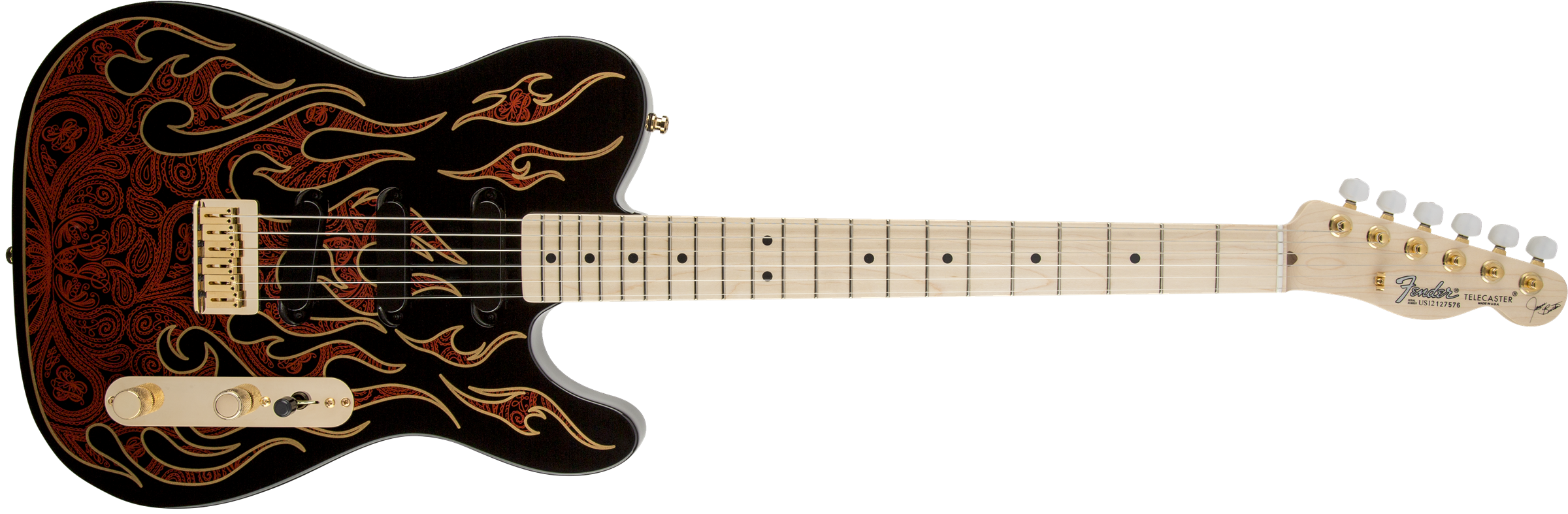 James Burton Telecaster®, Maple Fingerboard, Blue Paisley Flames