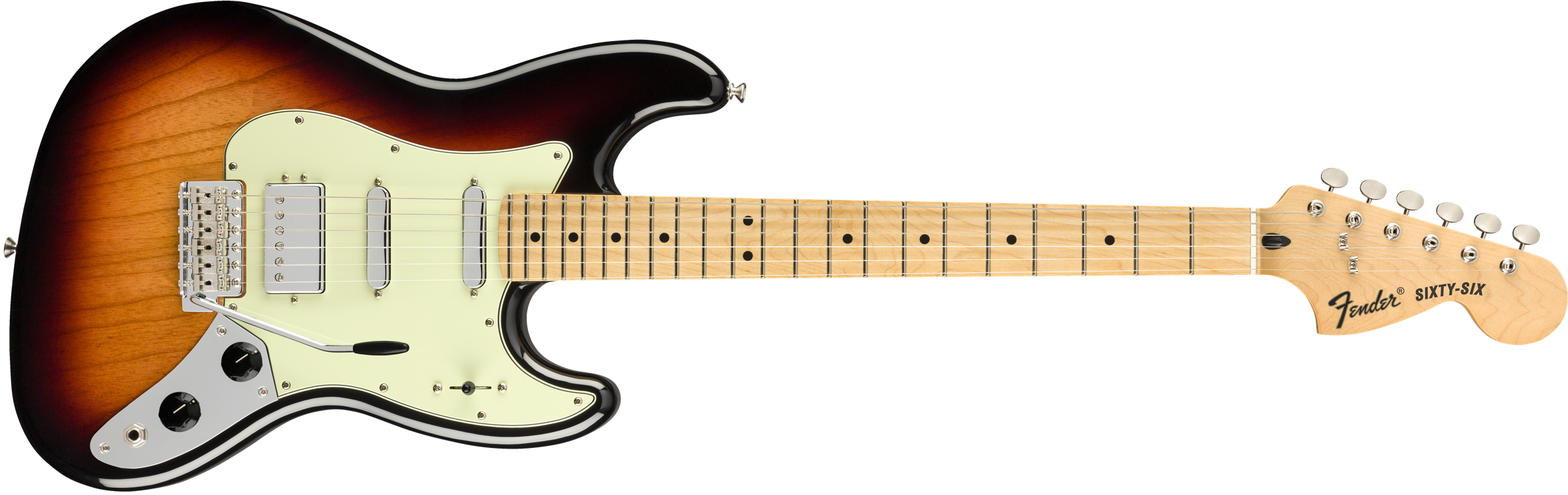 Fender® Sixty-Six™, Maple Fingerboard, 3-Color Sunburst