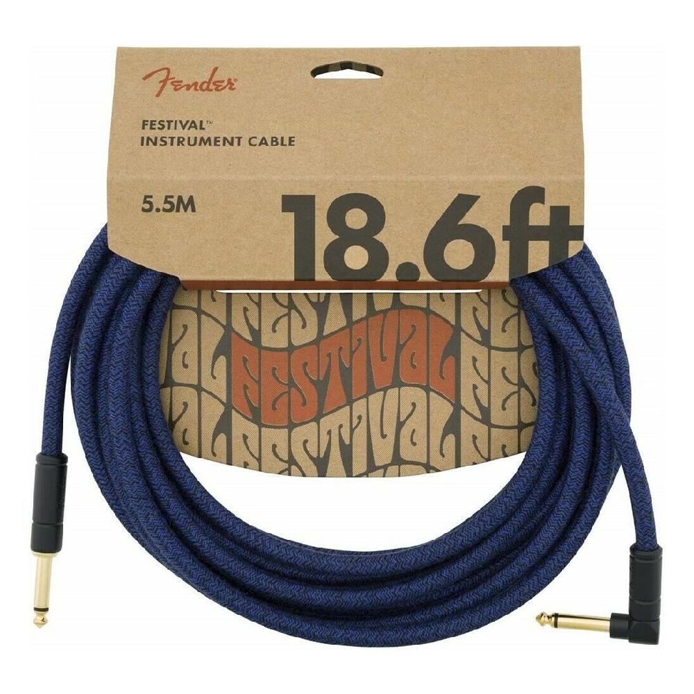 Fender Festival Hemp Instrument Cable - Straight / Angled 5.5m(18.6ft) Accessories Blue Dream CB Music Centre Fender