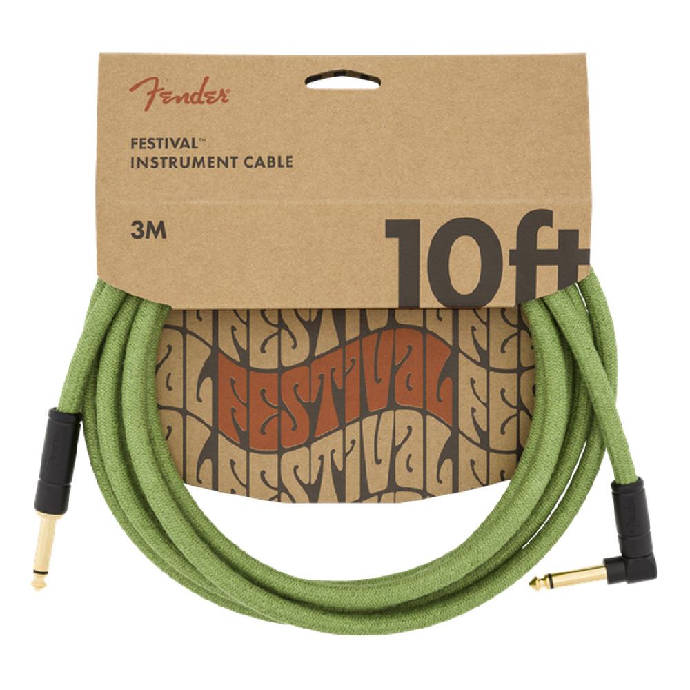 Fender Festival Hemp Instrument Cable - Straight / Angled 3m(10ft) Accessories Green CB Music Centre Fender