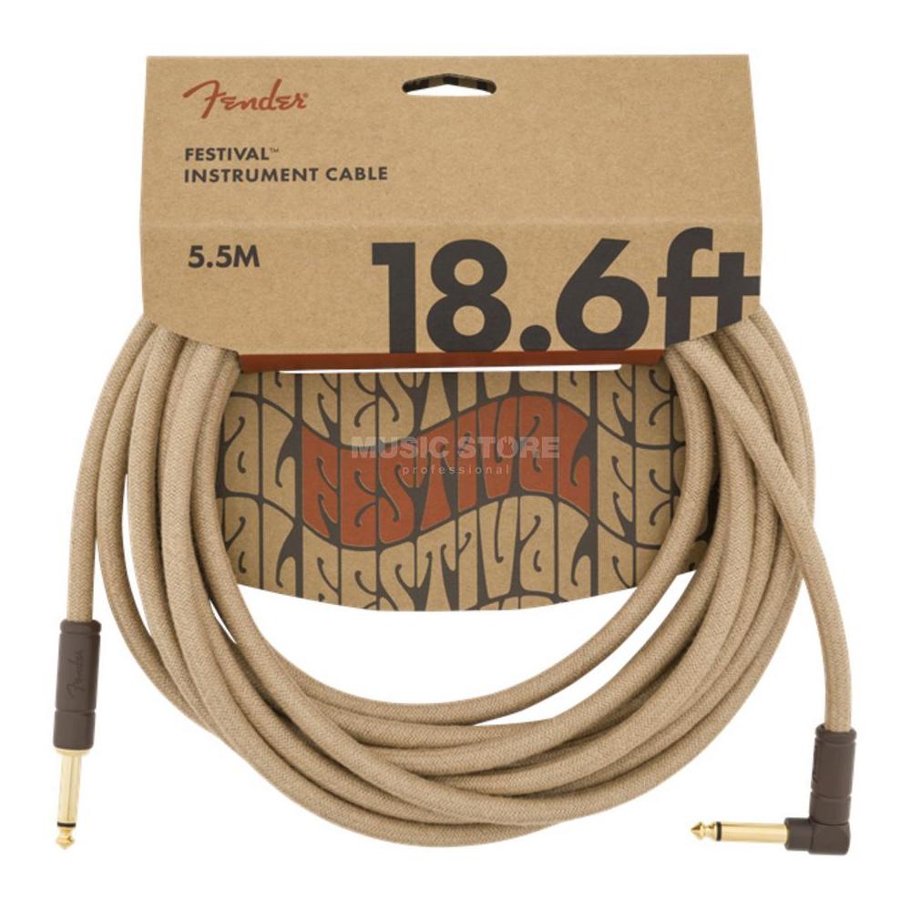 Fender Festival Hemp Instrument Cable - Straight / Angled 5.5m(18.6ft) Accessories Natural CB Music Centre Fender