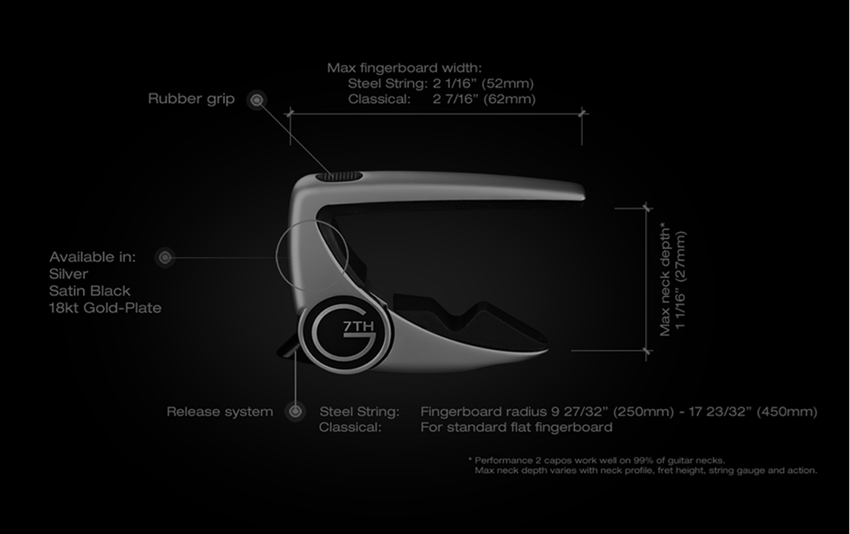 G7th Performance 2 Steel String Guitar Capo Accessories  CB Music Centre G7TH