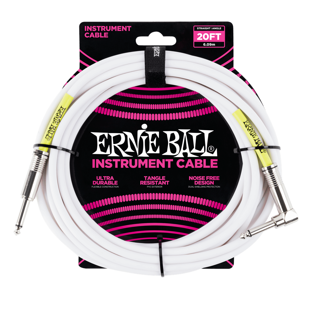 Ernie Ball Classic Instrument Cable 20' Accessories White CB Music Centre Ernie Ball