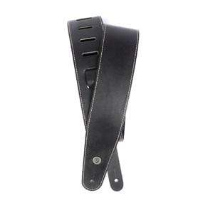 D'Addario Stonewashed Leather Strap with Contrast Stitch Accessories Black CB Music Centre D'Addario