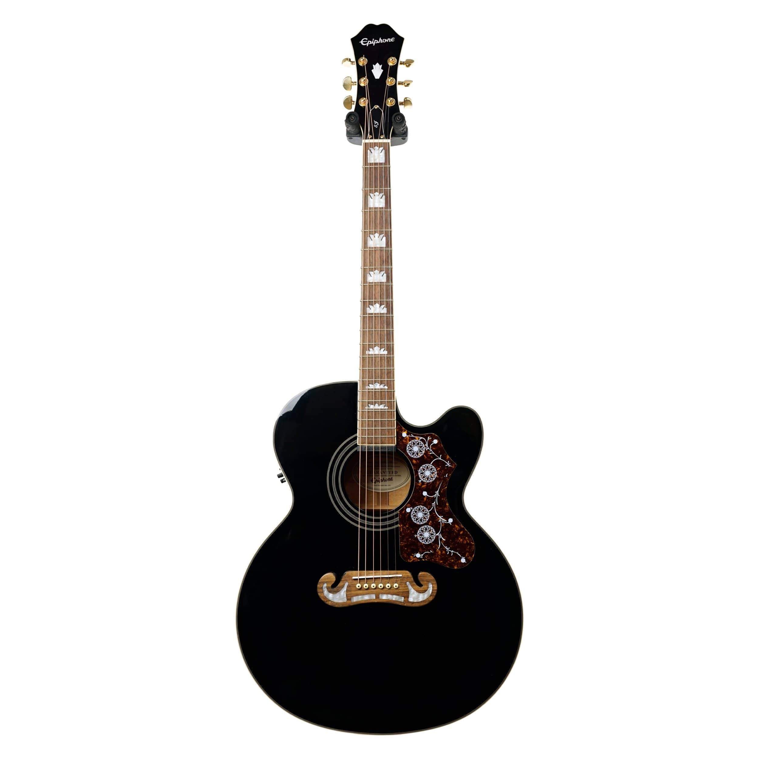 Epiphone EJ-200CE Jumbo Cutaway with Solid Top Acoustic Guitars Ebony CB Music Centre Epiphone