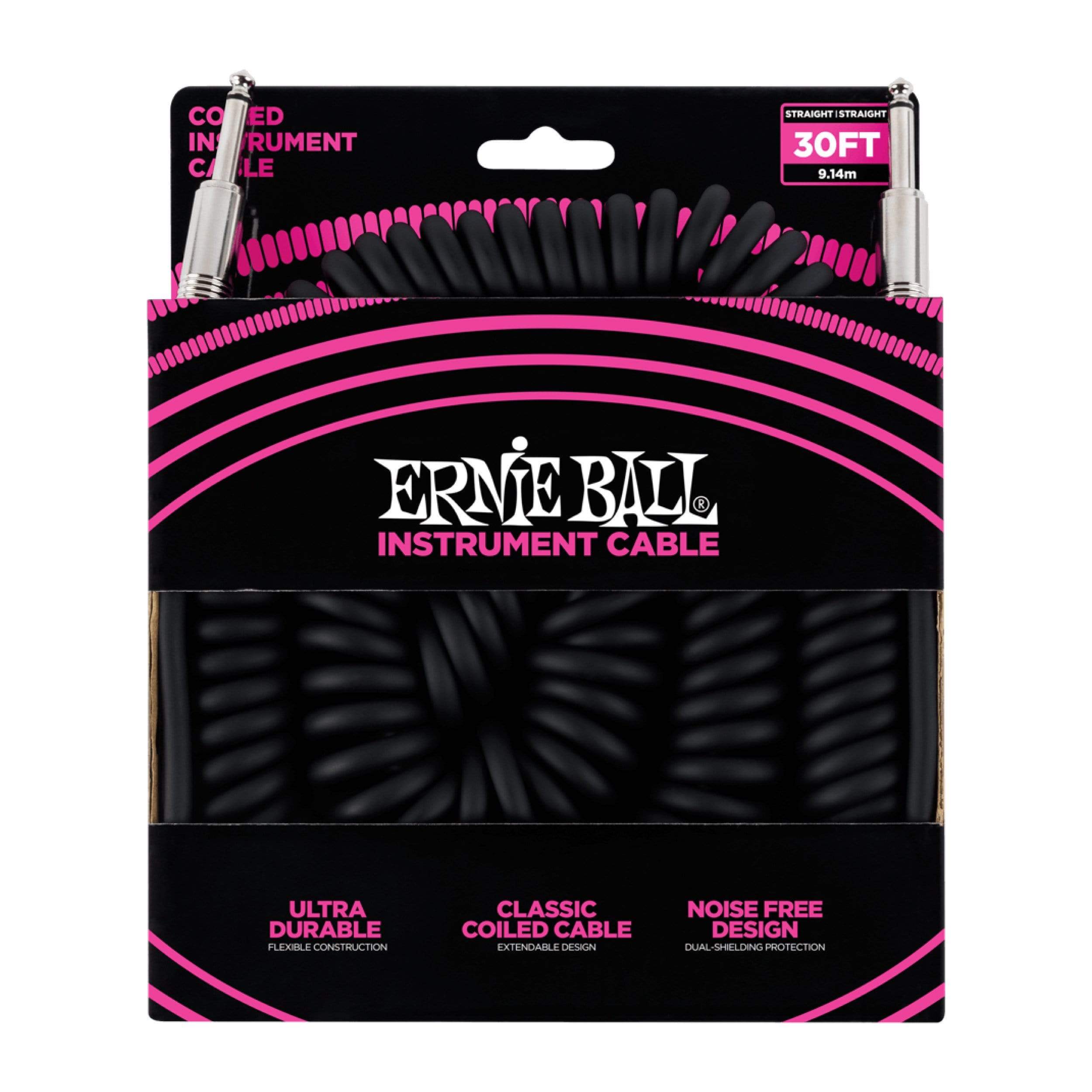 Ernie Ball 30' Coiled Instrument Cable Accessories Black CB Music Centre Ernie Ball