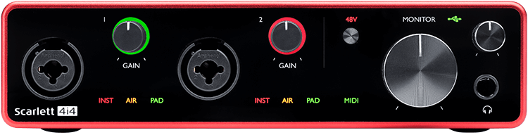 Focusrite Scarlett-4i4: 4 In/4 Out USB Interface - 3rd Generation